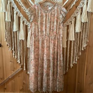 Hayden Los Angeles Pink Rose Cottagecore Ruffled Tiered Midi Dress Size 2X